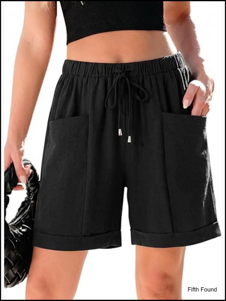 Women's 5" Inseam Bermuda Shorts With Pockets Lightweight Linen Blend